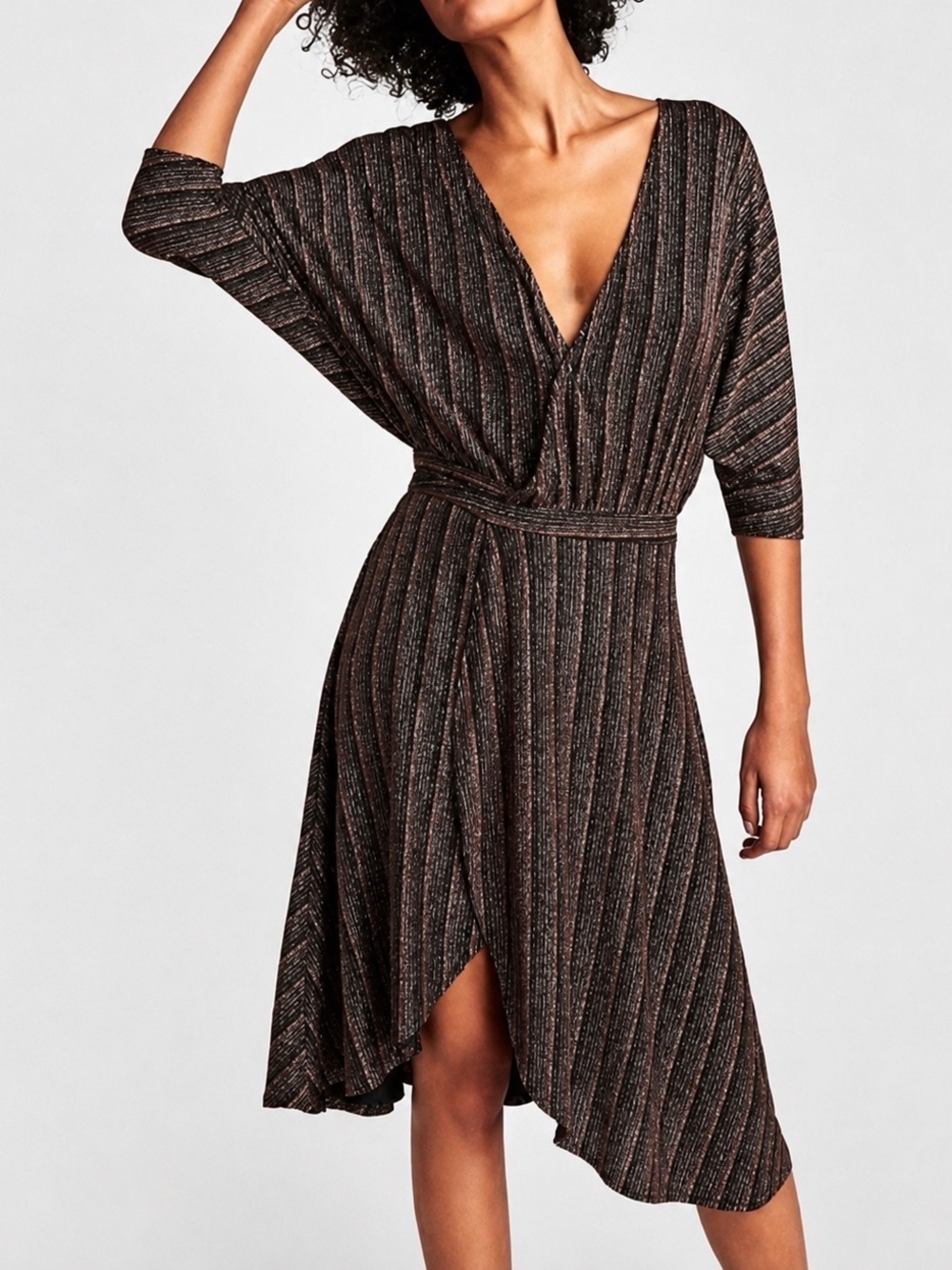 Zara NWT black/gold metallic midi dress, medium